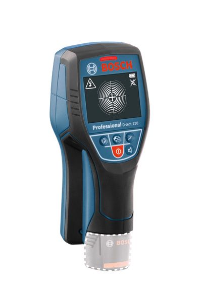 디지털 디스플레이가 장착된 Bosch D-tect 120 벽면 스캐너.