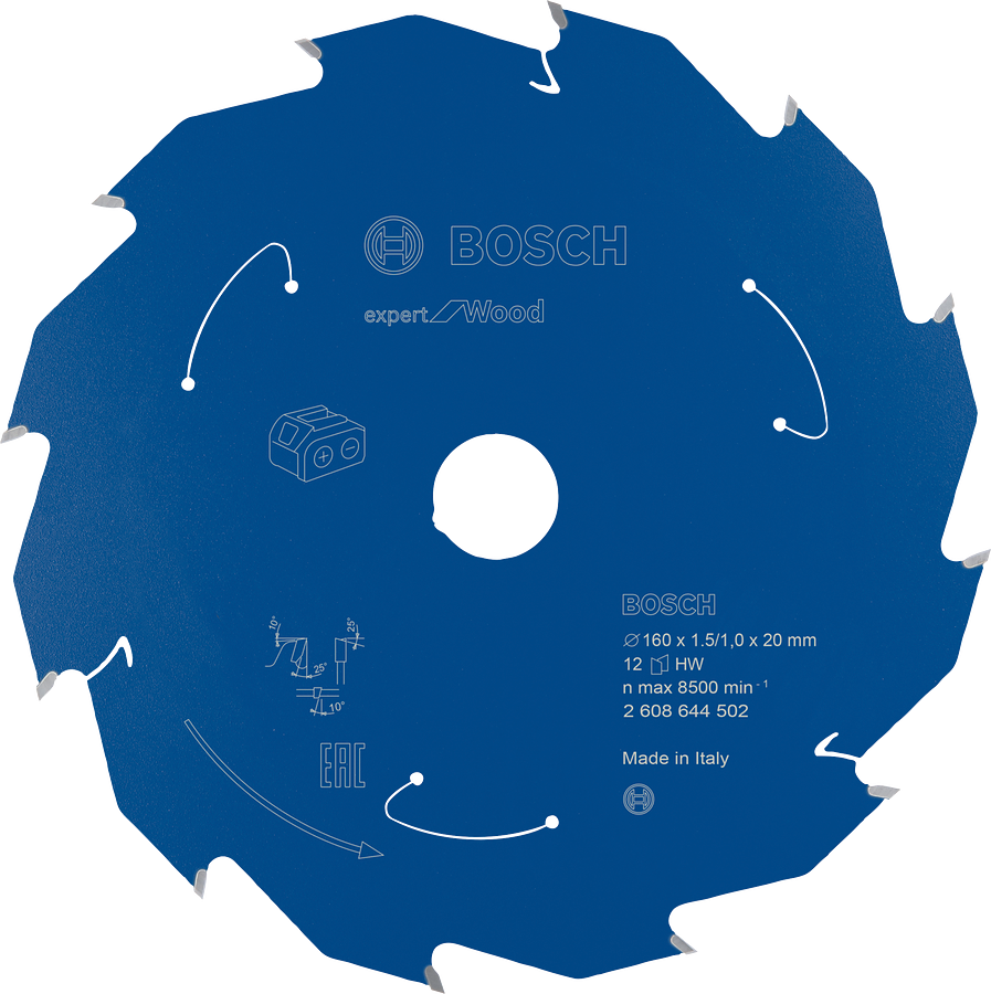Bosch Expert for Wood 원형 톱날 160mm, 12개 ATB 이빨.
