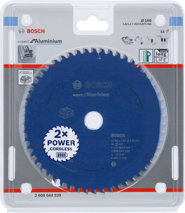 알루미늄용 Bosch 전문가 165×1.8×20 T54 톱날.