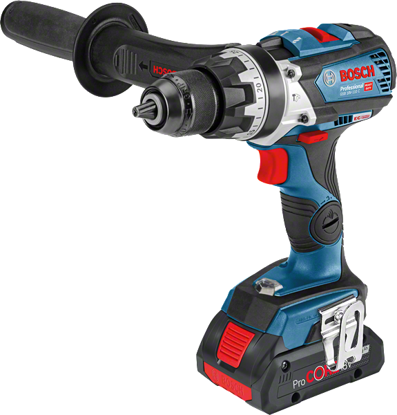 Bosch GSB 18V-110 C 무선 콤비 드릴(사이드 핸들 포함).