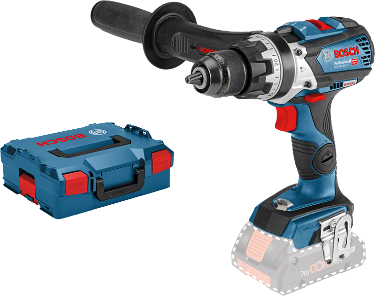 케이스가 포함된 Bosch GSB 18V-110 C 무선 콤비 드릴.