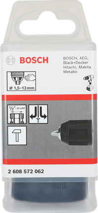 키레스 척, 최대 13mm Bosch 1.5–13mm 드릴 척.