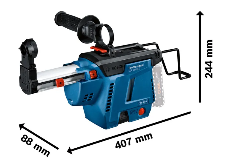 드릴용 Bosch GDE 18V-26 D 통합형 집진기.
