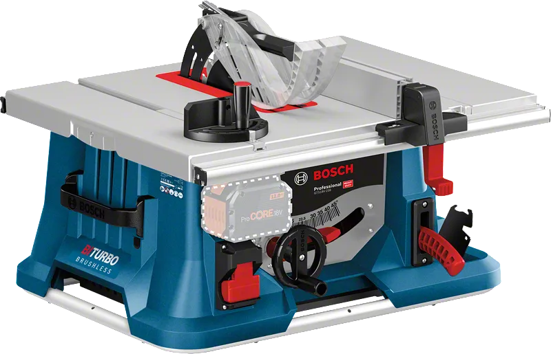 BITURBO 기술이 적용된 Bosch GTS 18V-216 무선 테이블 톱.