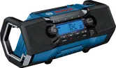 디지털 디스플레이가 장착된 Bosch GPB 18V-2 C 작업 현장용 라디오.