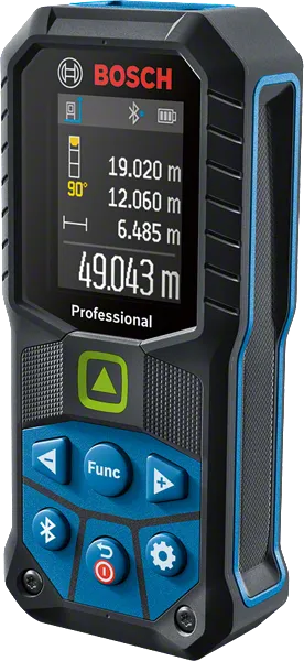 컬러 디스플레이가 장착된 Bosch GLM 50-27 CG 레이저 측정기.