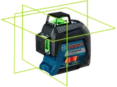 녹색 선이 있는 Bosch GLL 3-60 XG 레이저 레벨링 도구.