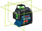 녹색 선이 있는 Bosch GLL 3-60 XG 레이저 레벨링 도구.