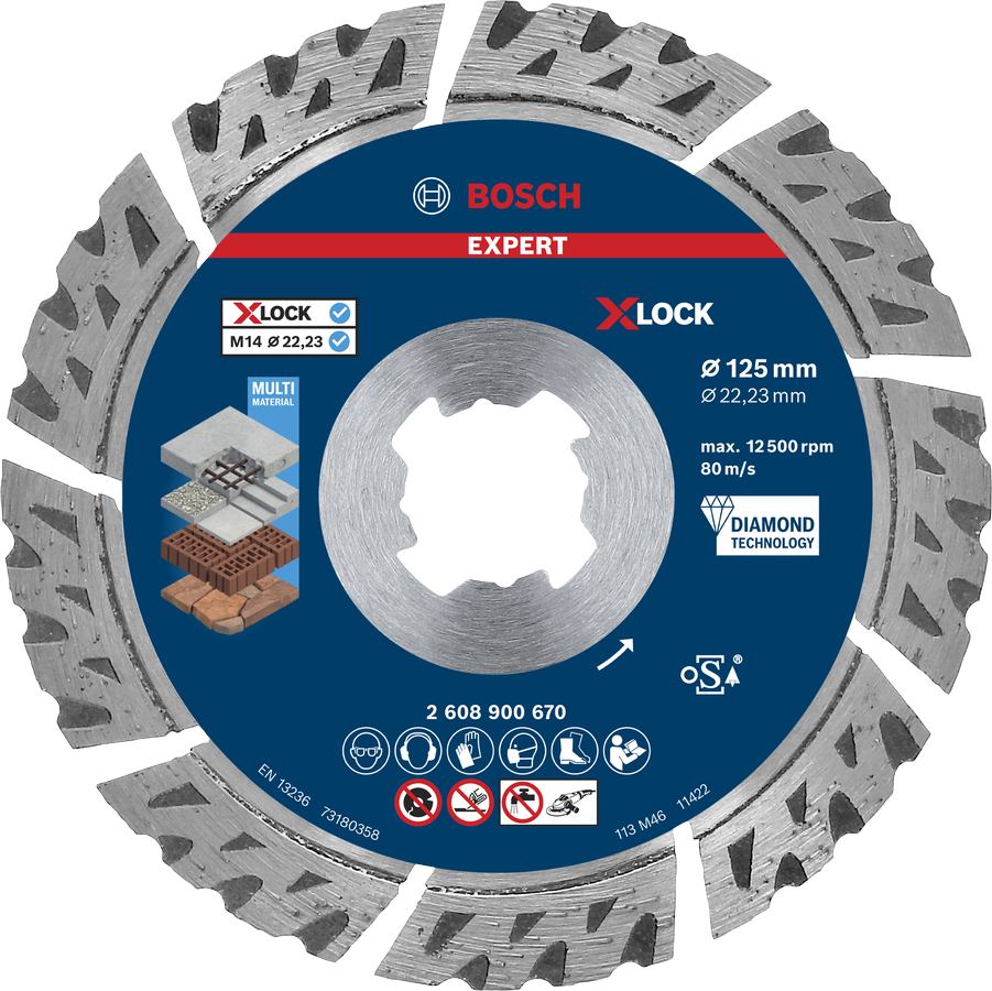 Bosch EXPERT MultiMaterial X-LOCK 다이아몬드 절단 디스크 125mm.