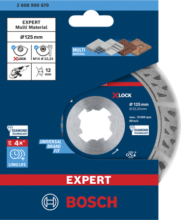 EXPERT MultiMaterial X-LOCK 다이아몬드 컷팅 디스크 125 x 22.23 x 2.4 x 12mm Bosch EXPERT MultiMaterial X-LOCK 다이아몬드 커팅 디스크 125×22.23×2.4×12mm.