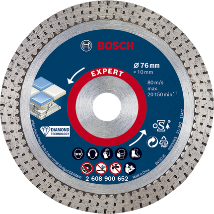EXPERT HardCeramic 76mm 다이아몬드 컷팅 디스크 76 x 1.5 x 10mm Bosch EXPERT HardCeramic 76mm 다이아몬드 절단 디스크.