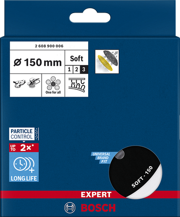 EXPERT Multihole 샌딩 패드, 범용, 150mm, 소프트 Bosch EXPERT 150mm 소프트 멀티홀 샌딩 패드.