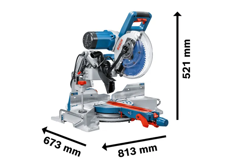 254mm 블레이드가 장착된 Bosch GCM 10 GDJ 미터 톱.