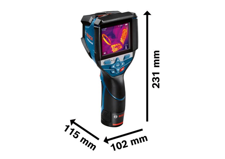 Bosch GTC 600 C 열화상 카메라의 측정 치수.