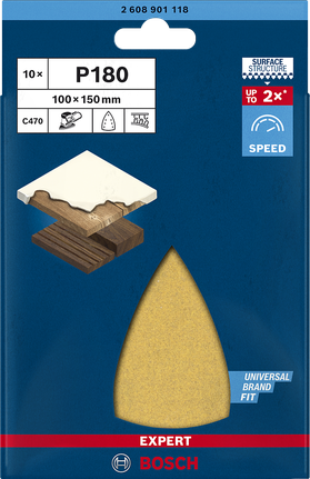 멀티 샌더용 EXPERT C470 사포, 7홀 100 x 150mm, G 180 10종 Bosch C470 P180 멀티 샌더 사포 100×150 mm.