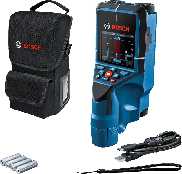 Bosch D-Tect 200 C 벽면 스캐너, 케이스 및 액세서리 포함.