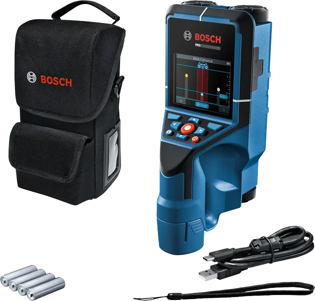 Bosch D-Tect 200 C 벽면 스캐너, 케이스 및 액세서리 포함.