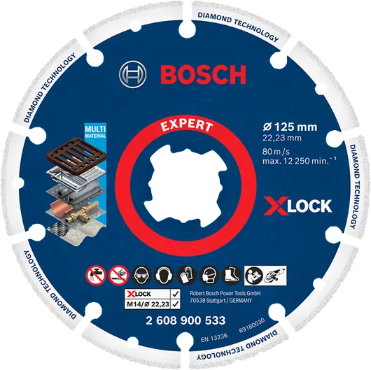 EXPERT 다이아몬드 메탈 휠 절단석 다양한 소재에 적합한 Bosch Expert X-LOCK 다이아몬드 절단 디스크.