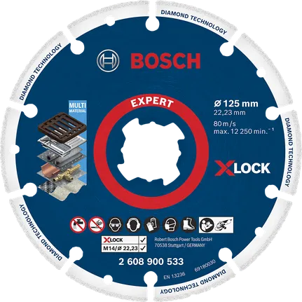 EXPERT Diamond Metal Wheel X-LOCK 컷팅 디스크 125 x 22.23mm 다양한 소재에 적합한 Bosch Expert X-LOCK 다이아몬드 절단 디스크.