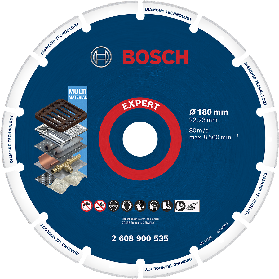 다양한 소재에 사용 가능한 Bosch Expert 다이아몬드 절단 디스크.