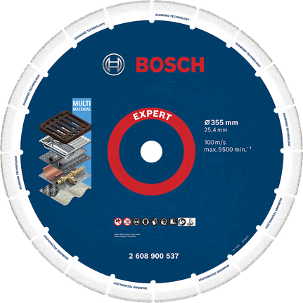 EXPERT Diamond Metal Wheel 대형 사이즈 컷팅 디스크 355 x 25.4mm 다양한 소재에 사용 가능한 Bosch Expert 다이아몬드 절단 디스크.