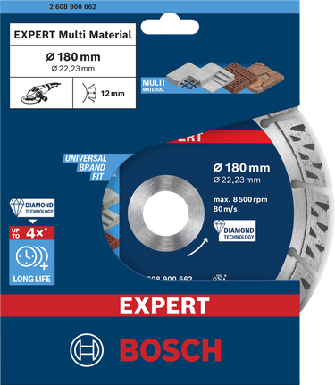 Bosch EXPERT MultiMaterial 다이아몬드 절단 디스크 180×22.23mm.
