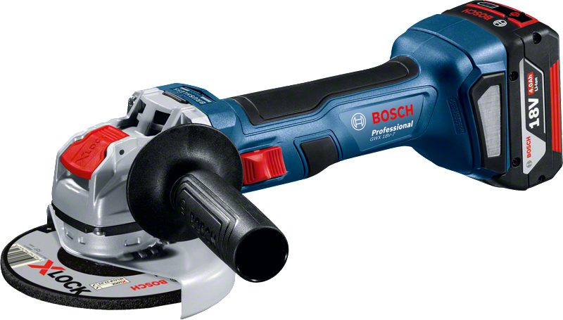 X-LOCK 시스템이 장착된 Bosch GWX 18V-7 각도 그라인더.