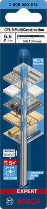 EXPERT CYL-9 MultiConstruction 드릴 비트 6.5 x 60 x 100mm Bosch EXPERT CYL-9 멀티컨스트럭션 드릴 비트 6.5×60×100mm.