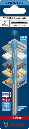 EXPERT CYL-9 MultiConstruction 드릴 비트 7 x 60 x 100mm Bosch EXPERT CYL-9 멀티컨스트럭션 드릴 비트 7×60×100mm.
