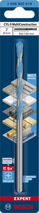 EXPERT CYL-9 MultiConstruction 드릴 비트 7 x 90 x 150mm Bosch EXPERT CYL-9 멀티컨스트럭션 드릴 비트 7×150mm.