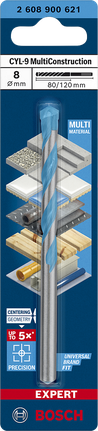 EXPERT CYL-9 MultiConstruction 드릴 비트 8 x 80 x 120mm Bosch CYL-9 멀티컨스트럭션 8×80×120mm 드릴 비트.