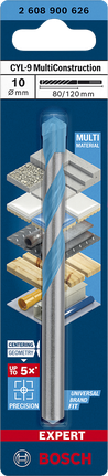 EXPERT CYL-9 MultiConstruction 드릴 비트 10 x 80 x 120mm Bosch EXPERT CYL-9 10×80×120 mm 다중 소재 드릴 비트.