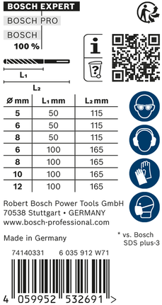 Bosch EXPERT SDS plus-7X 해머 드릴 비트 세트 5~12mm.