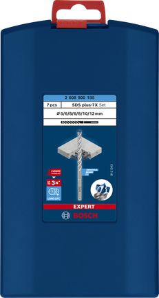 Bosch SDS 플러스-7X 7피스 해머 드릴 비트 세트 5/6/6/8/8/10/12mm.