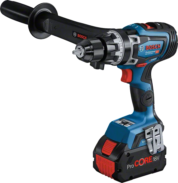 Bosch GSB 18V-150 C 무선 콤비 드릴(사이드 핸들 포함).