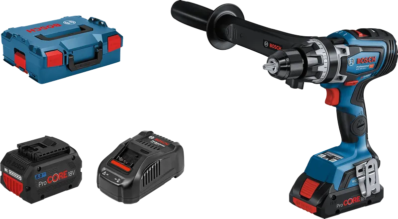 ProCORE18V 배터리가 장착된 Bosch GSB 18V-150 C 무선 콤비 드릴.