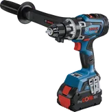 측면 핸들이 달린 Bosch GSR 18V-150 C 무선 드릴.