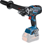 측면 핸들이 달린 Bosch GSR 18V-150 C 무선 드릴.