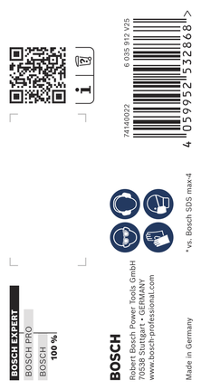 Bosch EXPERT SDS max-8X 해머 드릴 비트 라벨.