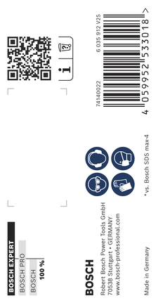 Bosch EXPERT SDS max-8X 해머 드릴 비트 라벨.