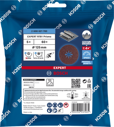 Bosch 125mm X-LOCK 파이버 디스크 G 60 5개 팩.