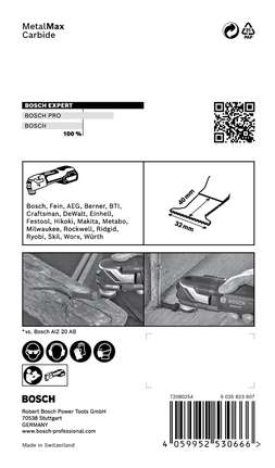 EXPERT MetalMax AIZ 32 AIT 멀티툴 블레이드 40 x 32mm Bosch 엑스퍼트 메탈맥스 멀티툴 블레이드 40 x 32mm.