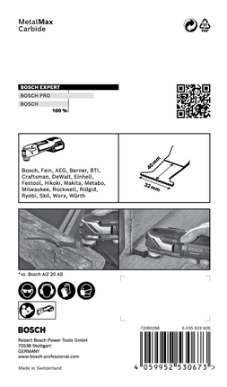 EXPERT MetalMax AIZ 32 AIT 멀티툴 블레이드 40 x 32mm 5종 Bosch EXPERT MetalMax 멀티툴 블레이드 40×32mm 5개입.