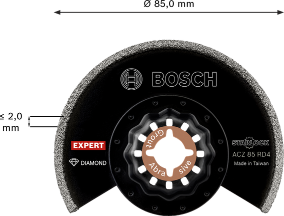 EXPERT Grout Segment Blade ACZ 85 RD4 멀티툴 블레이드 85mm Bosch EXPERT 그라우트 세그먼트 블레이드 ACZ 85 RD4 다이아몬드 블레이드.