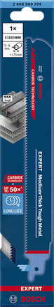 EXPERT ‘Medium-Thick Tough Metal’ S 1155 HHM 컷소날 1종 Bosch S 1155 HHM 왕복 톱날 중간 두께의 견고한 금속.