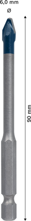 EXPERT HEX-9 Hard Ceramic 드릴 비트, 6 x 90mm Bosch EXPERT HEX-9 하드 세라믹 드릴 비트, 6 x 90mm.