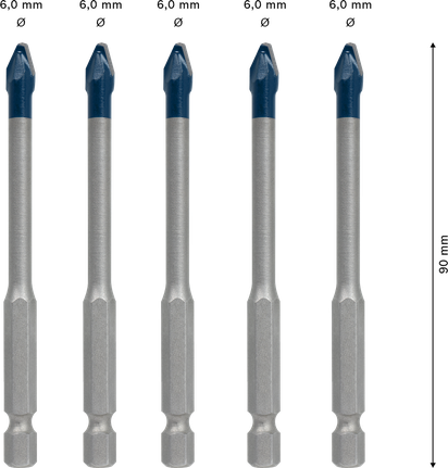 Bosch EXPERT HEX-9 하드 세라믹 드릴 비트 루프 타일 세트 6mm.