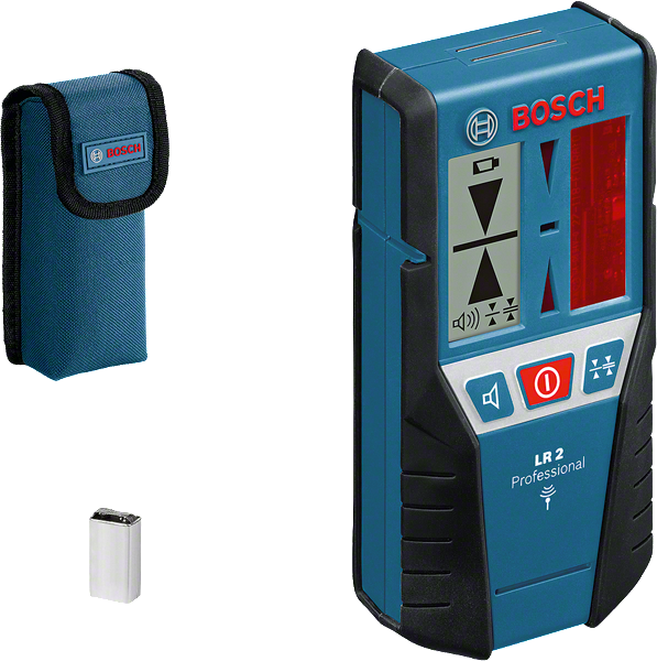 보호 파우치가 포함된 Bosch LR 2 레이저 수신기.