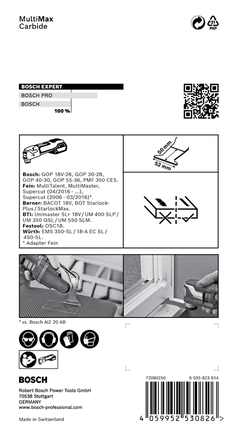 EXPERT MultiMax PAII 52 APIT 멀티툴 블레이드 52mm Bosch EXPERT MultiMax PAII 52mm 멀티툴 블레이드 2-1/16″.