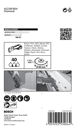 EXPERT Grout Segment Blade ACZ 85 RD4 멀티툴 블레이드 85mm Bosch EXPERT 그라우트 세그먼트 블레이드 85mm.